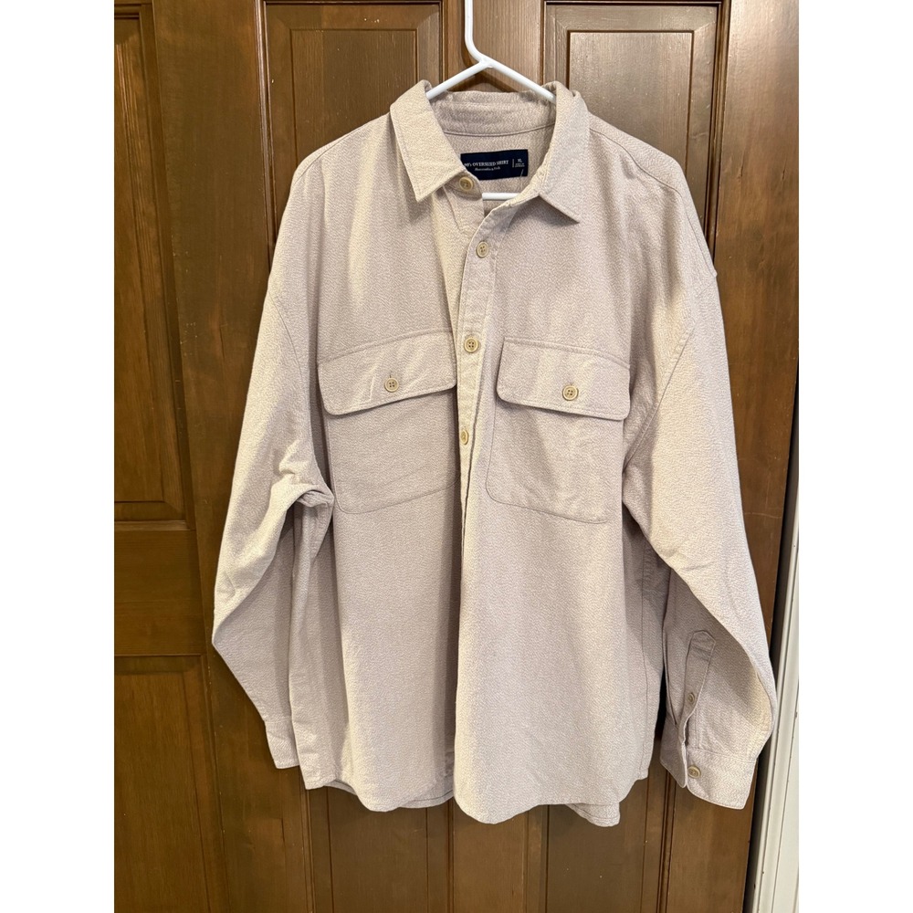Abercrombie & Fitch 90s Oversized Shirt XL Tan Oat Button Up 125-168-3434-178